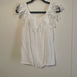 Merona Ivory Lace Ruffle Blouse